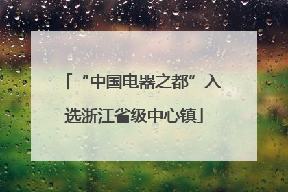 “中国电器之都”入选浙江省级中心镇