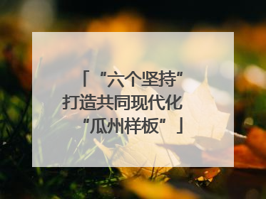 “六个坚持”打造共同现代化“瓜州样板”