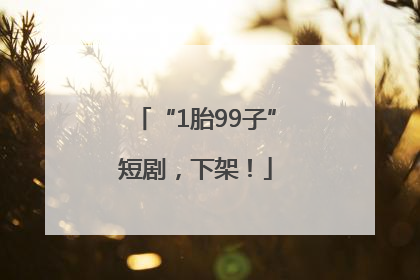 “1胎99子”短剧，下架！