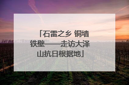 石雷之乡 铜墙铁壁——走访大泽山抗日根据地