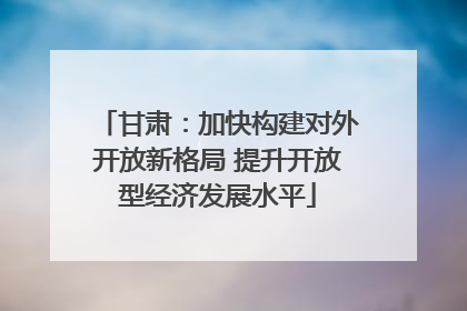 甘肃：加快构建对外开放新格局 提升开放型经济发展水平
