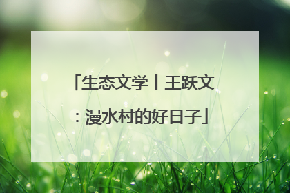 生态文学丨王跃文：漫水村的好日子
