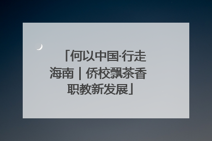 何以中国·行走海南｜侨校飘茶香 职教新发展