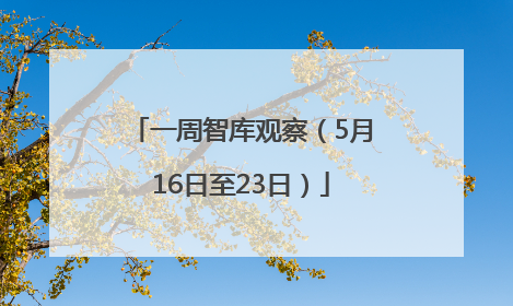 一周智库观察（5月16日至23日）