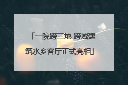 一院跨三地 跨域建筑水乡客厅正式亮相