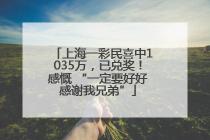 上海一彩民喜中1035万，已兑奖！感慨 “一定要好好感谢我兄弟”