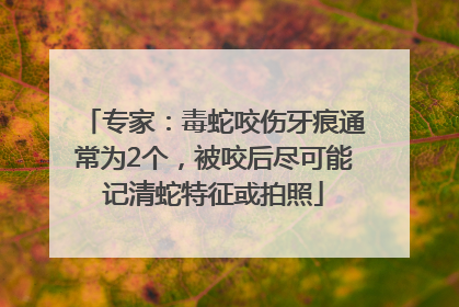 专家：毒蛇咬伤牙痕通常为2个，被咬后尽可能记清蛇特征或拍照