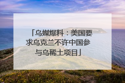 乌媒爆料：美国要求乌克兰不许中国参与乌稀土项目