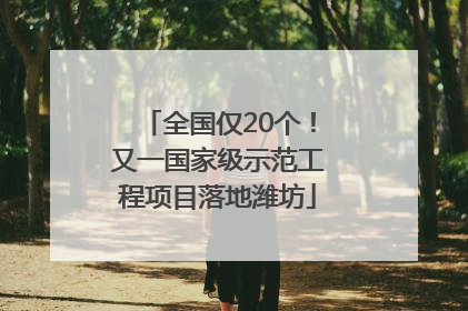 全国仅20个！又一国家级示范工程项目落地潍坊