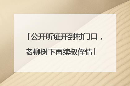 公开听证开到村门口，老柳树下再续叔侄情
