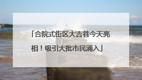 合院式街区大吉巷今天亮相！吸引大批市民涌入