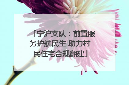 宁沪支队：前置服务护航民生 助力村民住宅合规翻建