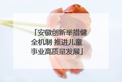 安徽创新举措健全机制 推进儿童事业高质量发展