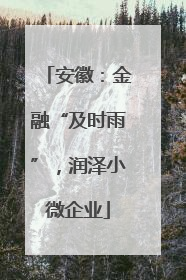 安徽：金融“及时雨”，润泽小微企业