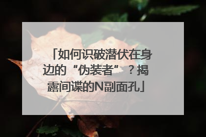 如何识破潜伏在身边的“伪装者”？揭露间谍的N副面孔