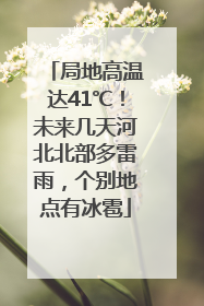 局地高温达41℃！未来几天河北北部多雷雨，个别地点有冰雹