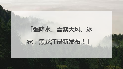 强降水、雷暴大风、冰雹，黑龙江最新发布！