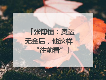 张博恒：奥运无金后，他这样“往前看”