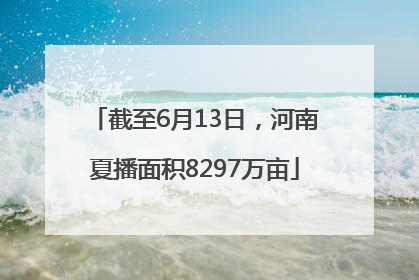 截至6月13日，河南夏播面积8297万亩
