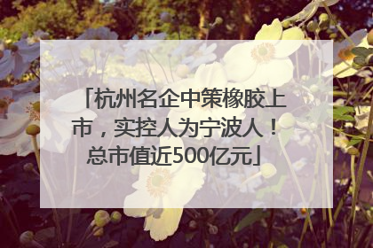 杭州名企中策橡胶上市，实控人为宁波人！总市值近500亿元