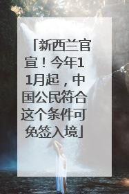 新西兰官宣！今年11月起，中国公民符合这个条件可免签入境