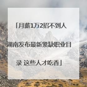 月薪1万2招不到人 湖南发布最新紧缺职业目录 这些人才吃香