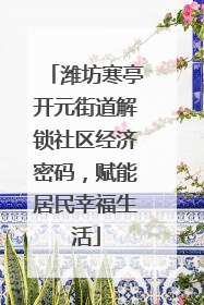 潍坊寒亭开元街道解锁社区经济密码，赋能居民幸福生活