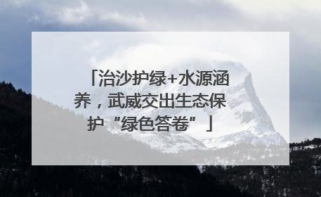 治沙护绿+水源涵养，武威交出生态保护“绿色答卷”