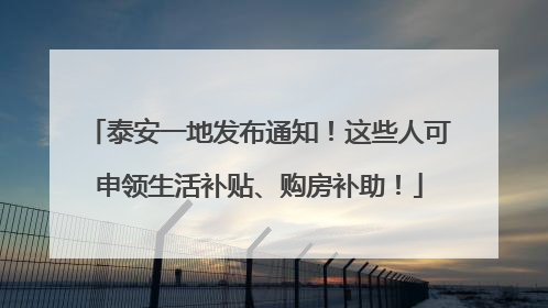 泰安一地发布通知！这些人可申领生活补贴、购房补助！