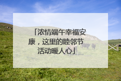 浓情端午幸福安康，这里的睦邻节活动暖人心