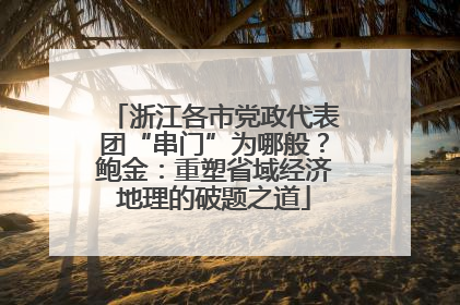 浙江各市党政代表团“串门”为哪般？鲍金：重塑省域经济地理的破题之道