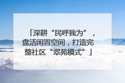 深耕“民呼我为”，盘活闲置空间，打造完整社区“翠苑模式”