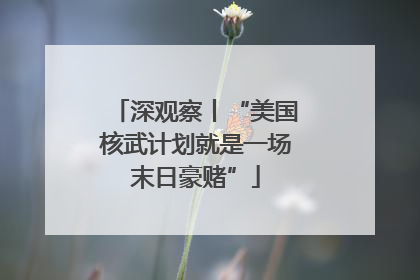 深观察丨“美国核武计划就是一场末日豪赌”
