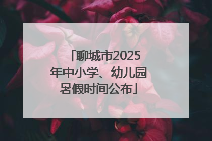 聊城市2025年中小学、幼儿园暑假时间公布
