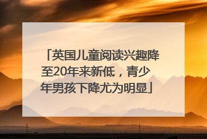 英国儿童阅读兴趣降至20年来新低，青少年男孩下降尤为明显