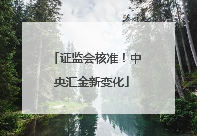 证监会核准！中央汇金新变化