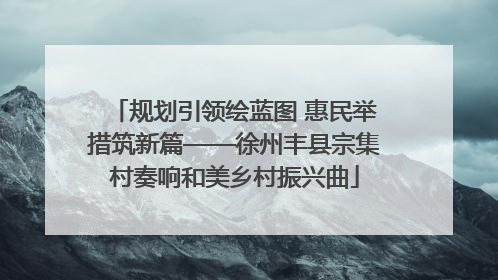 规划引领绘蓝图 惠民举措筑新篇——徐州丰县宗集村奏响和美乡村振兴曲