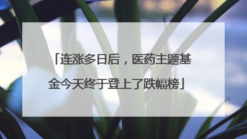 连涨多日后，医药主题基金今天终于登上了跌幅榜