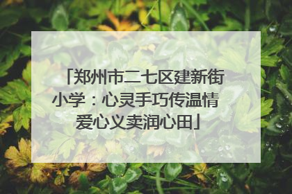 郑州市二七区建新街小学：心灵手巧传温情 爱心义卖润心田