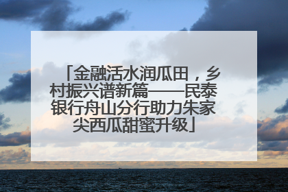 金融活水润瓜田，乡村振兴谱新篇——民泰银行舟山分行助力朱家尖西瓜甜蜜升级
