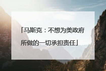 马斯克：不想为美政府所做的一切承担责任
