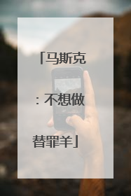 马斯克：不想做替罪羊