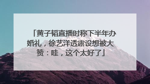 黄子韬直播时称下半年办婚礼，徐艺洋透露设想被大赞：哇，这个太好了