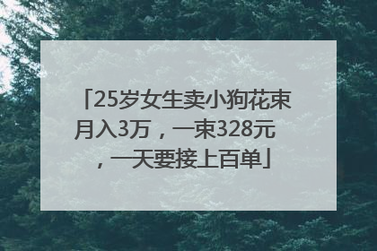 25岁女生卖小狗花束月入3万，一束328元，一天要接上百单