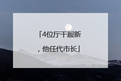 4位厅干履新，他任代市长